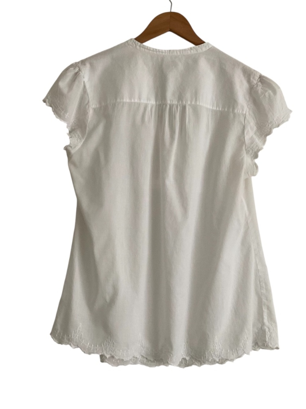 Boho Romantic Short Sleeve Top XL White Eyelet Lightweight Festival Y2K Blouse - Picture 3 of 9